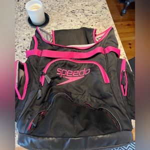 black & pink speedo swim bag